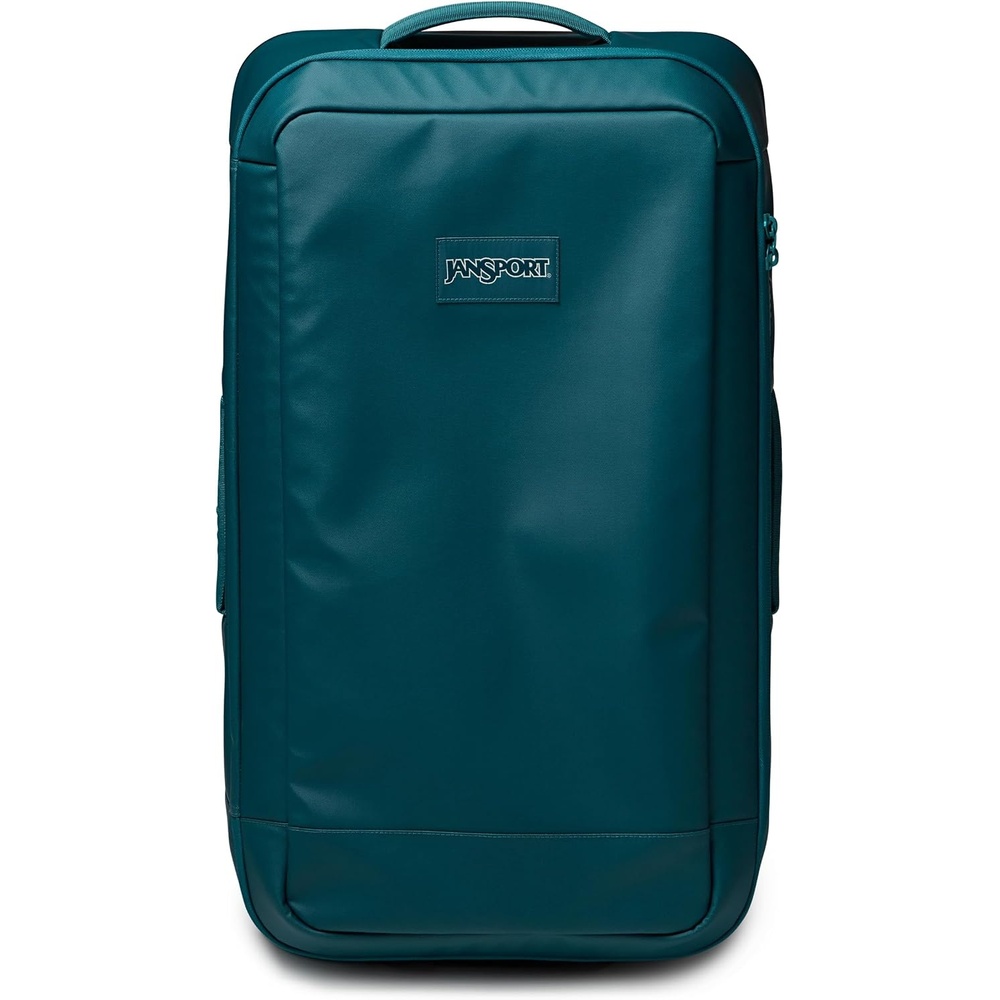 image:imageJansport Good Latitude 95L Rolling Duffel Bag  Checked Bag Heavy Duty Travel Suitcase with Wheels TSA Lock amp Polycarbonate Hard Shell Bottom Smokey GritEmerald Pool