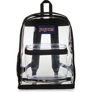 JanSport Clear Pack – 25.5L Transparent Backpack, Large Main Compartment, Side Water Bottle Pocket, Front Zippered Pocket, Mesh Bottom Panel, Clear(Clear)