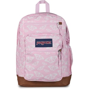 JanSport Cool Backpack with 15-inch Laptop Sleeve, Large Computer Bag Rucksack with 2 Compartments, Ergonomic Straps, Faded Sage(Flutter By Pink Ice/White/Pink Ice)
