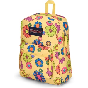 JanSport Cross Town Backpack 17″ x 12.5″ x 6″ – Simple Bag for Everyone with 1 Main Compartment, Front Utility Pocket – Premium Class Accessories – Black(Power to the Flower)