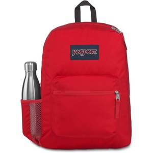 JanSport Cross Town Backpack 17″ x 12.5″ x 6″ – Simple Bag for Everyone with 1 Main Compartment, Front Utility Pocket – Premium Class Accessories – Black(Red Tape)