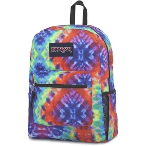 JanSport Cross Town Backpack 17″ x 12.5″ x 6″ – Simple Bag for Everyone with 1 Main Compartment, Front Utility Pocket – Premium Class Accessories – Black(Red/Multi Hippie Days)