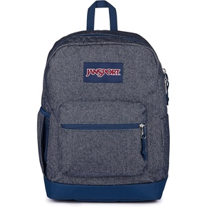 JanSport Cross Town Plus Remix Backpack – Padded Back Panel, Laptop Sleeve, and Front Pocket Organizer – Lavender Ash Corduroy(Indigo Denim)