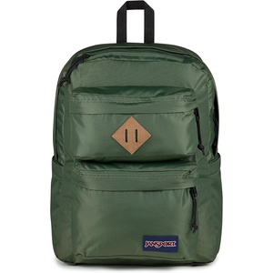 JanSport Double Break Backpack – 15-inch Padded Laptop Compartment, Dual Water Bottle Pockets, Internal Organizer, Large Main Compartment, Black(Cargo Green)