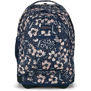 JanSport Driver 8 Rolling Backpack – Wheeled Travel Bag with 15-Inch Laptop Sleeve, One Size, Navy(Fields of Paradise)