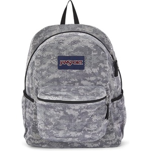 JanSport Eco Mesh Backpack, Red Tape, 17” x 12.5” x 6” – Large Semi-Transparent Bag for Adults with Laptop Sleeve, Padded Back Panel, Red Tape(8 Bit Camo)