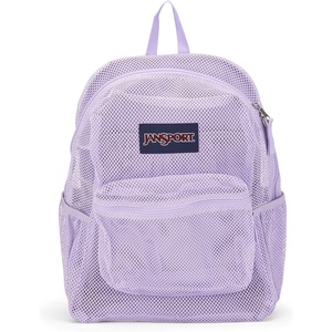 JanSport Eco Mesh Backpack, Red Tape, 17” x 12.5” x 6” – Large Semi-Transparent Bag for Adults with Laptop Sleeve, Padded Back Panel, Red Tape(Pastel Lilac)