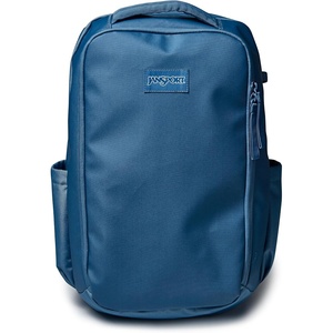 JanSport Good Latitude Travel Pack 30L – Water-Resistant Carry On Backpack – 16 Inch Padded Laptop Sleeve & Luggage Strap Weekender Bag, Smokey Grit(Elemental Blue)