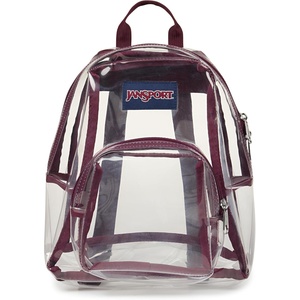 JanSport Mini Pack – Lightweight 10L Backpack with Adjustable Straps and Front Zipper Pocket – Perfect for Travel, Concerts, & Everyday Use, Clear(Cherry Lacquer)