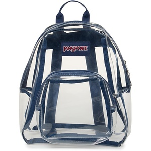 JanSport Mini Pack – Lightweight 10L Backpack with Adjustable Straps and Front Zipper Pocket – Perfect for Travel, Concerts, & Everyday Use, Clear(Navy)