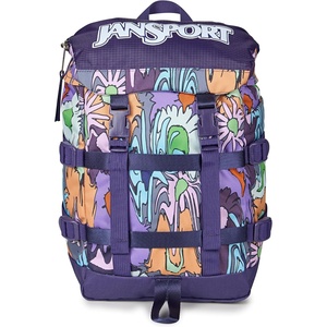 JanSport Mini Skip Pack – Compact Backpack with Main Compartment, Side Water Bottle Pocket, and Zippered Accessory Pocket, Travertine(Melted Blooms Yellow)