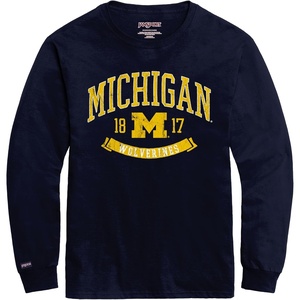 JanSport NCAA Officially Licensed Campus Long Sleeve T Shirt for Men, Soft & Breathable Pre-Shrunk Cotton Crewneck T Shirt(Michigan Wolverines)