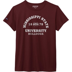JanSport NCAA Officially Licensed Graduate Short Sleeve T Shirt for Women, Soft & Breathable Cotton-Polyester Blend Crewneck T Shirt with Graphic Detailing, Everyday University Fan Apparel(Mississippi State Bulldogs)