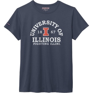JanSport NCAA Officially Licensed Graduate Short Sleeve T Shirt for Women, Soft & Breathable Cotton-Polyester Blend Crewneck T Shirt with Graphic Detailing, Everyday University Fan Apparel(Illinois Illini)