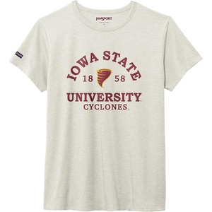JanSport NCAA Officially Licensed Graduate Short Sleeve T Shirt for Women, Soft & Breathable Cotton-Polyester Blend Crewneck T Shirt with Graphic Detailing, Everyday University Fan Apparel(Iowa State Cyclones)