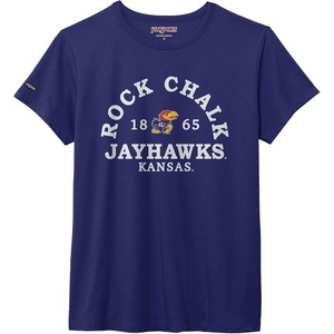 JanSport NCAA Officially Licensed Graduate Short Sleeve T Shirt for Women, Soft & Breathable Cotton-Polyester Blend Crewneck T Shirt with Graphic Detailing, Everyday University Fan Apparel(Kansas Jayhawks)
