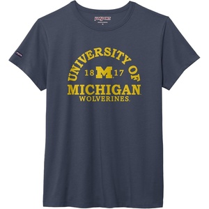 JanSport NCAA Officially Licensed Graduate Short Sleeve T Shirt for Women, Soft & Breathable Cotton-Polyester Blend Crewneck T Shirt with Graphic Detailing, Everyday University Fan Apparel(Michigan Wolverines)