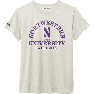 JanSport NCAA Officially Licensed Graduate Short Sleeve T Shirt for Women, Soft & Breathable Cotton-Polyester Blend Crewneck T Shirt with Graphic Detailing, Everyday University Fan Apparel(Northwestern Wildcats)