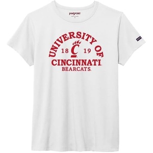 JanSport NCAA Officially Licensed Graduate Short Sleeve T Shirt for Women, Soft & Breathable Cotton-Polyester Blend Crewneck T Shirt with Graphic Detailing, Everyday University Fan Apparel(Cincinnati Bearcats)