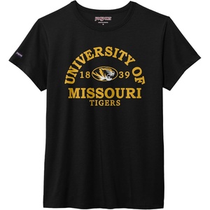 JanSport NCAA Officially Licensed Graduate Short Sleeve T Shirt for Women, Soft & Breathable Cotton-Polyester Blend Crewneck T Shirt with Graphic Detailing, Everyday University Fan Apparel(Missouri Tigers)