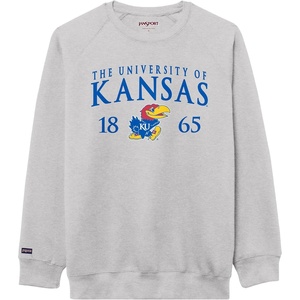 JanSport NCAA Officially Licensed Rival Crew Sweatshirt, Long Sleeve Graphic Pullover for Men, Women, Cotton-Polyester Blend(Kansas Jayhawks)