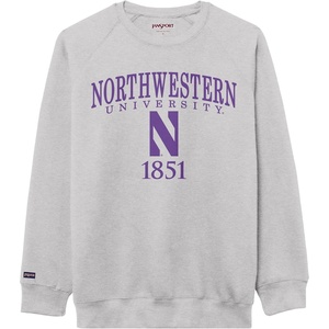 JanSport NCAA Officially Licensed Rival Crew Sweatshirt, Long Sleeve Graphic Pullover for Men, Women, Cotton-Polyester Blend(Northwestern Wildcats)
