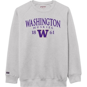 JanSport NCAA Officially Licensed Rival Crew Sweatshirt, Long Sleeve Graphic Pullover for Men, Women, Cotton-Polyester Blend(Washington Huskies)