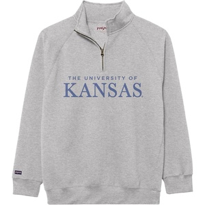 JanSport NCAA Officially Licensed Rival Quarter Zip Sweatshirt, Long Sleeve Unisex, Cotton-Polyester Blend, Stand-Up Collar(Kansas Jayhawks)