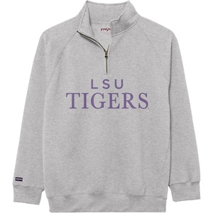 JanSport NCAA Officially Licensed Rival Quarter Zip Sweatshirt, Long Sleeve Unisex, Cotton-Polyester Blend, Stand-Up Collar(LSU Tigers)