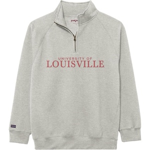 JanSport NCAA Officially Licensed Rival Quarter Zip Sweatshirt, Long Sleeve Unisex, Cotton-Polyester Blend, Stand-Up Collar(Louisville Cardinals)