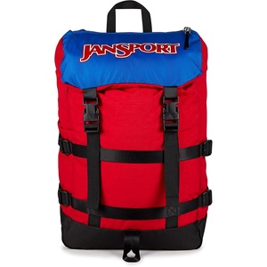 JanSport Skip Pack Backpack – 28L Capacity, Fits 13.5″ Laptop, Large Main Compartment, Side Water Bottle Pocket – Ideal for Work & Travel, Jelly Kelly(Red Tape)