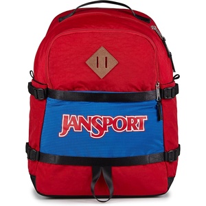 JanSport Small Seattle Pack – Compact Backpack with Main Compartment, Dual Water Bottle Pockets, and Padded Sleeve for 15-Inch Laptop, Black(Red Tape)
