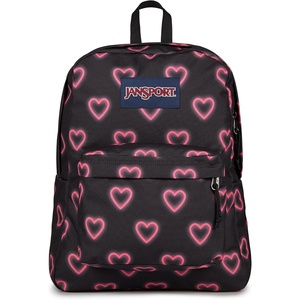 JanSport SuperBreak One Backpack – Durable, Lightweight Bag with 1 Main Compartment, Front Utility Pocket with Built-in Organizer, Premium Backpack, Pastel Petals(Happy Hearts Black)