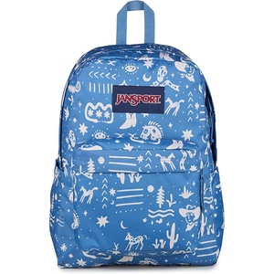 JanSport SuperBreak Plus Backpack with Padded 15-inch Laptop Sleeve and Integrated Bottle Pocket – Spacious and Durable Daypack for Work and Travel – Pastel Lilac(Yeehaw and Horses Elemental Blue/Cream)