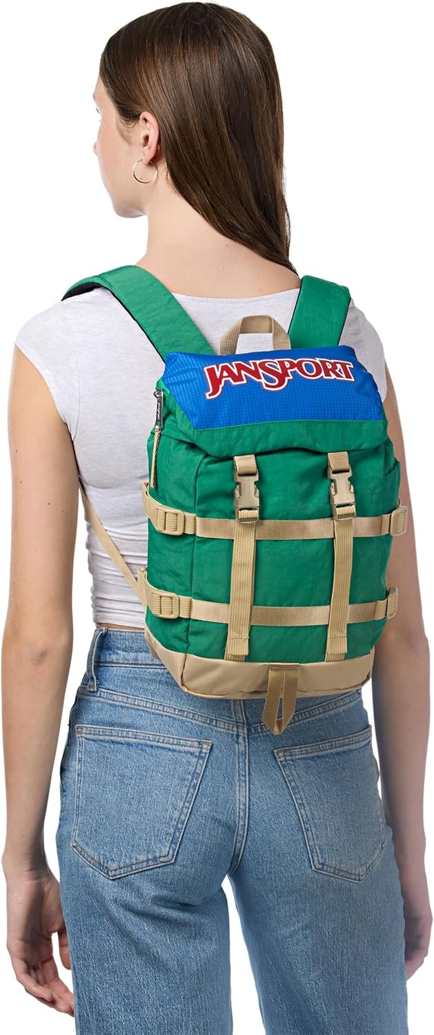 image:imageJanSport Mini Skip Pack Compact Backpack with Main Compartment Side Water Bottle Pocket and Zippered Accessory Pocket Jelly KellyJelly Kelly