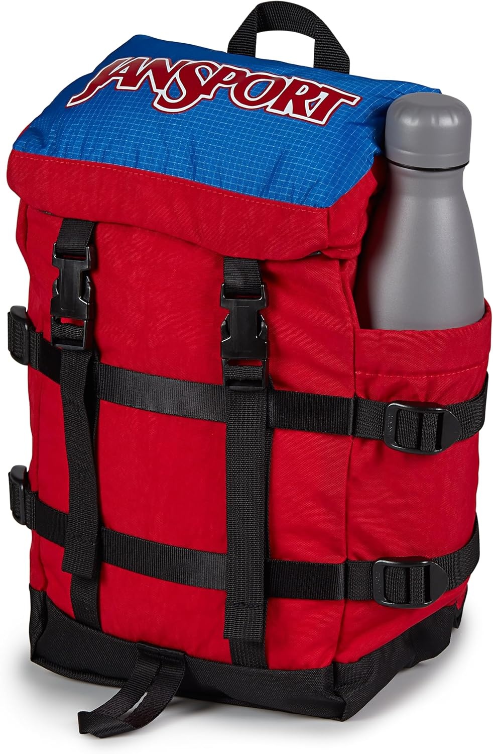 image:imageJanSport Mini Skip Pack Compact Backpack with Main Compartment Side Water Bottle Pocket and Zippered Accessory Pocket Jelly KellyRed Tape