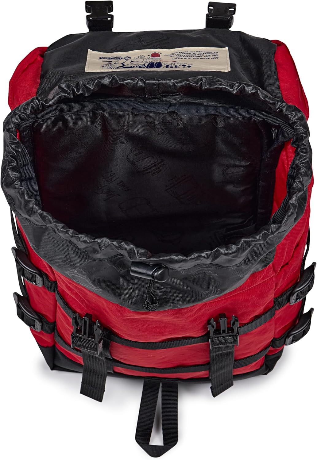 image:imageJanSport Mini Skip Pack Compact Backpack with Main Compartment Side Water Bottle Pocket and Zippered Accessory Pocket Jelly KellyRed Tape
