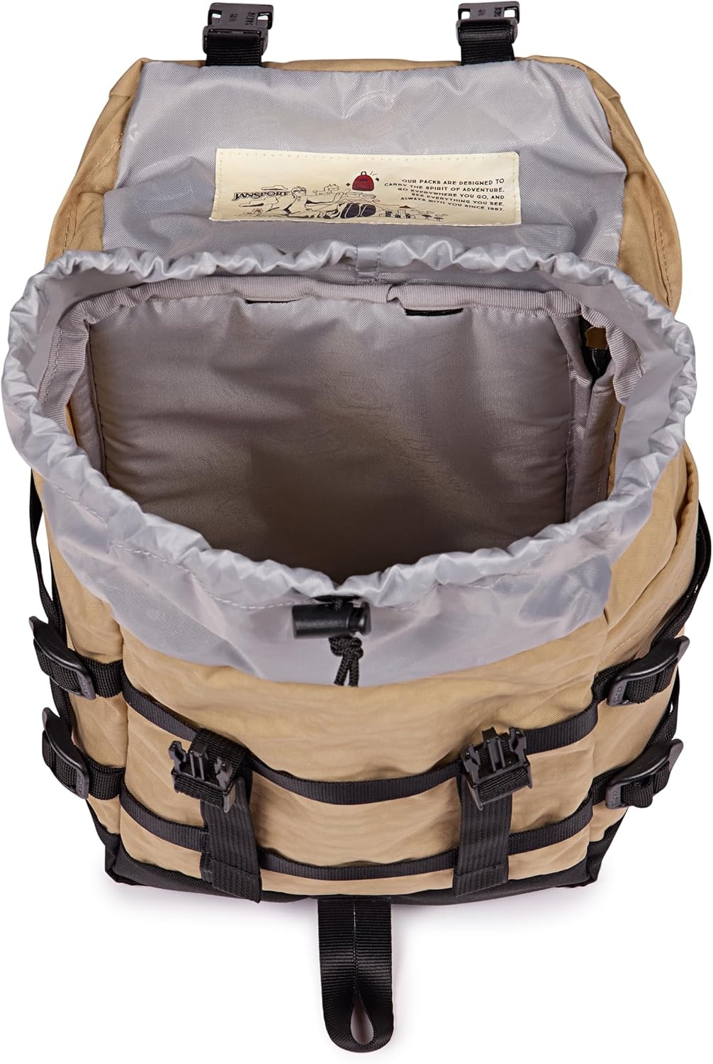 image:imageJanSport Mini Skip Pack Compact Backpack with Main Compartment Side Water Bottle Pocket and Zippered Accessory Pocket Jelly KellyTravertine