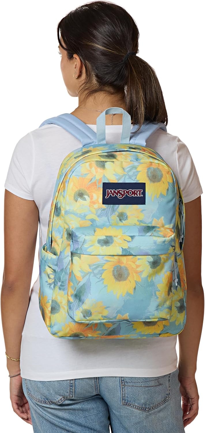 image:imageJanSport SuperBreak Plus Backpack with Padded 15inch Laptop Sleeve and Integrated Bottle Pocket Spacious and Durable Daypack for Work and Travel Sunny Sketches BlueSurreal Sunflowers Blue Dusk