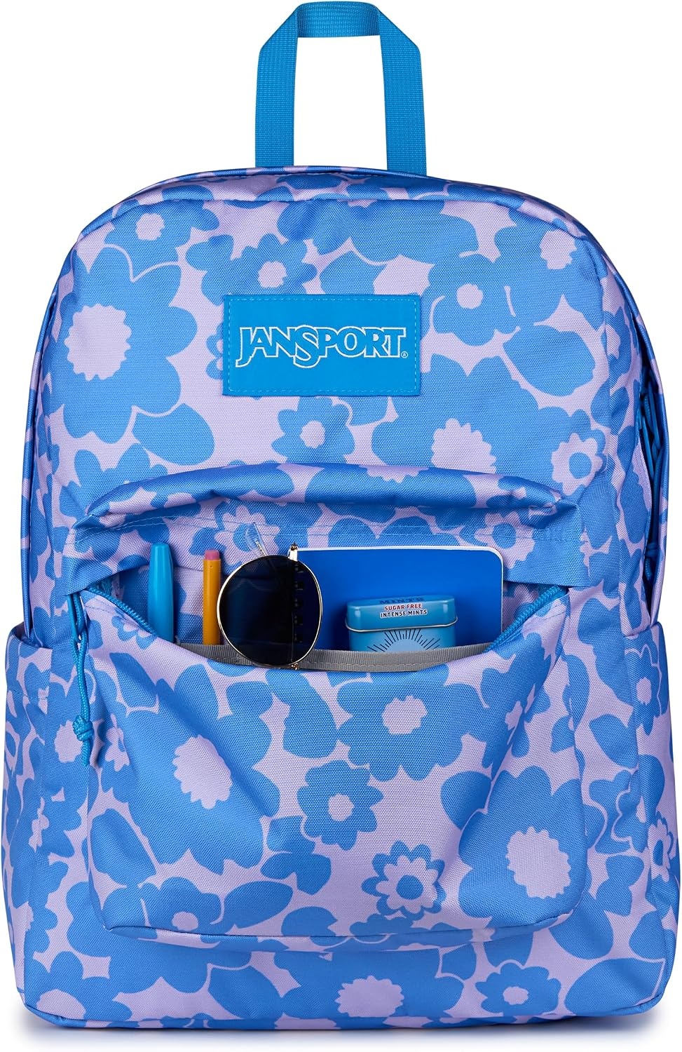image:imageJanSport SuperBreak Plus Backpack with Padded 15inch Laptop Sleeve and Integrated Bottle Pocket Spacious and Durable Daypack for Work and Travel Sunny Sketches BlueBlossom Bae Blue