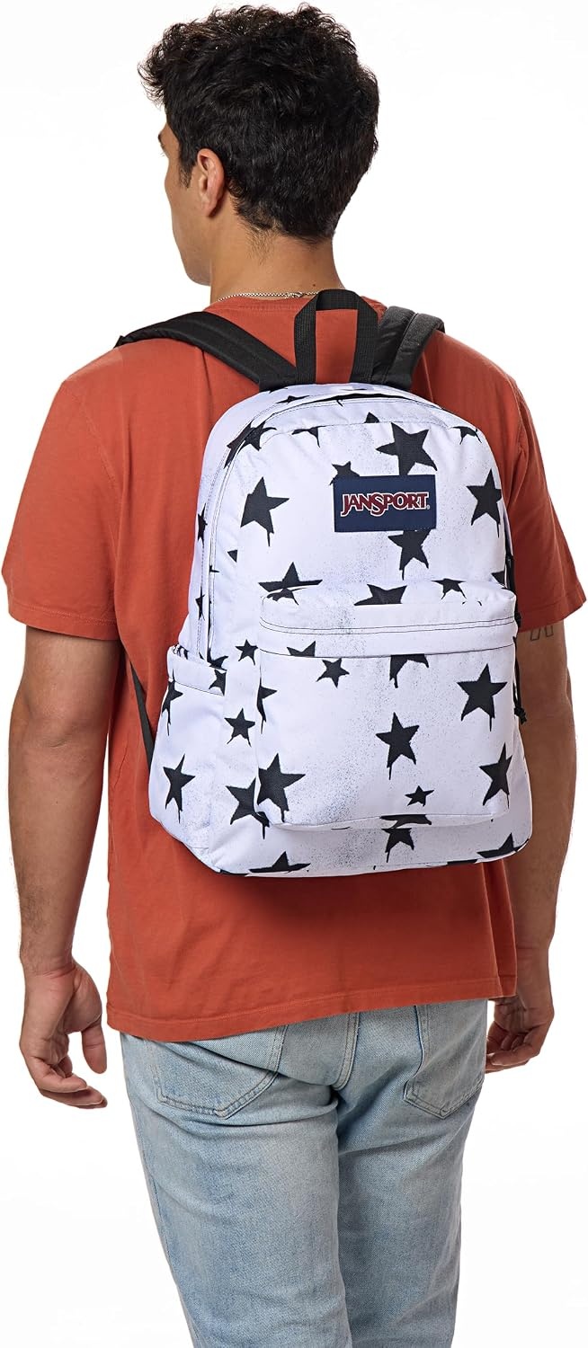 image:imageJanSport SuperBreak Plus Backpack with Padded 15inch Laptop Sleeve and Integrated Bottle Pocket Spacious and Durable Daypack for Work and Travel Sunny Sketches BlueSprayed Stars Black
