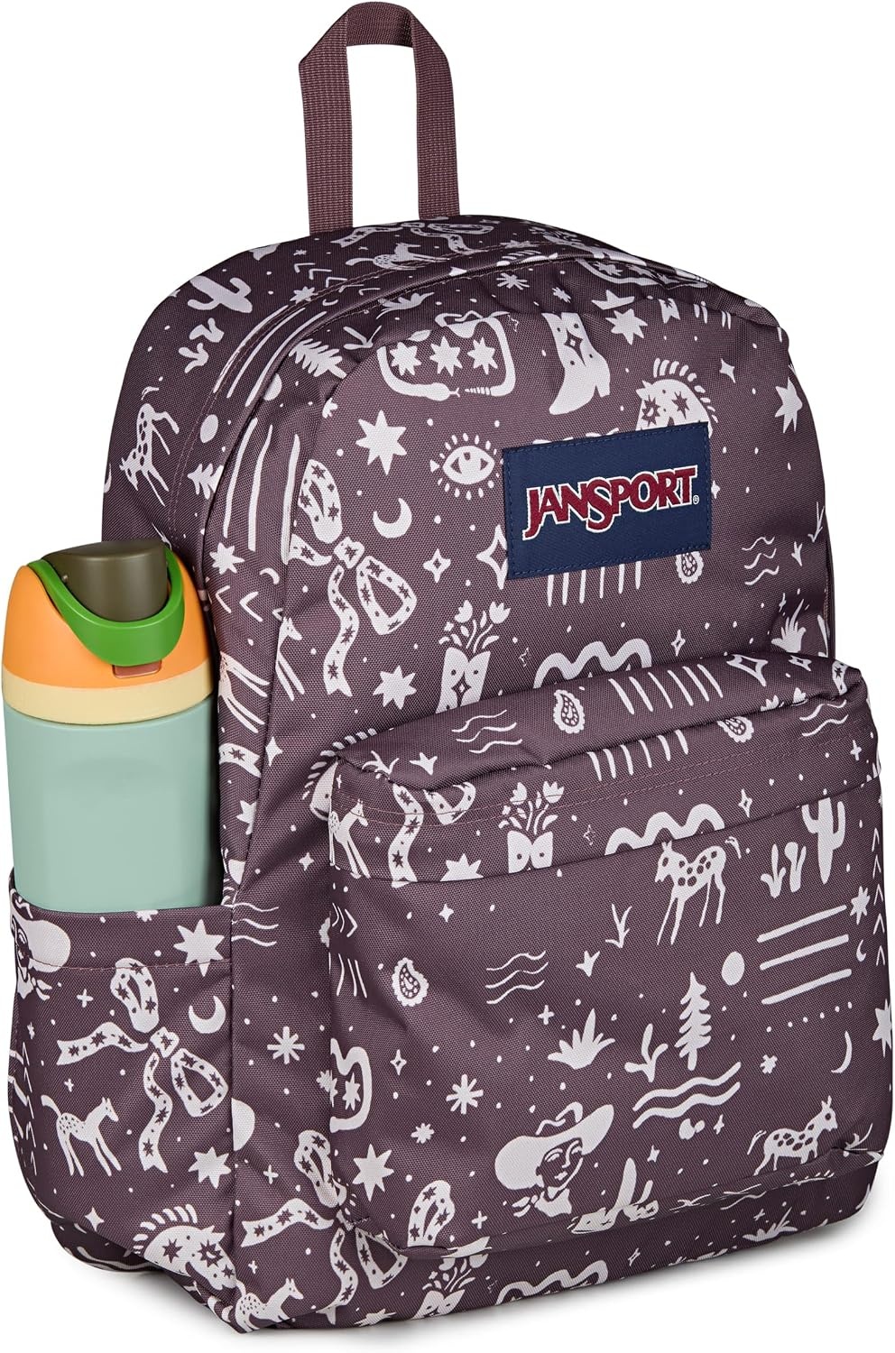 image:imageJanSport SuperBreak Plus Backpack with Padded 15inch Laptop Sleeve and Integrated Bottle Pocket Spacious and Durable Daypack for Work and Travel Sunny Sketches BlueYeehaw and Horses Mahogany HazeCream