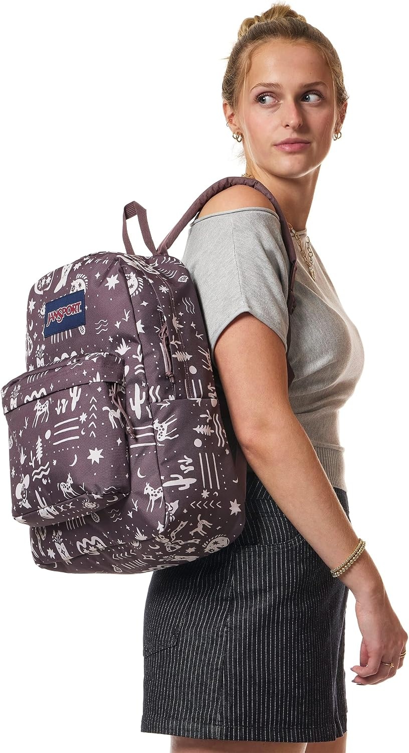 image:imageJanSport SuperBreak Plus Backpack with Padded 15inch Laptop Sleeve and Integrated Bottle Pocket Spacious and Durable Daypack for Work and Travel Sunny Sketches BlueYeehaw and Horses Mahogany HazeCream