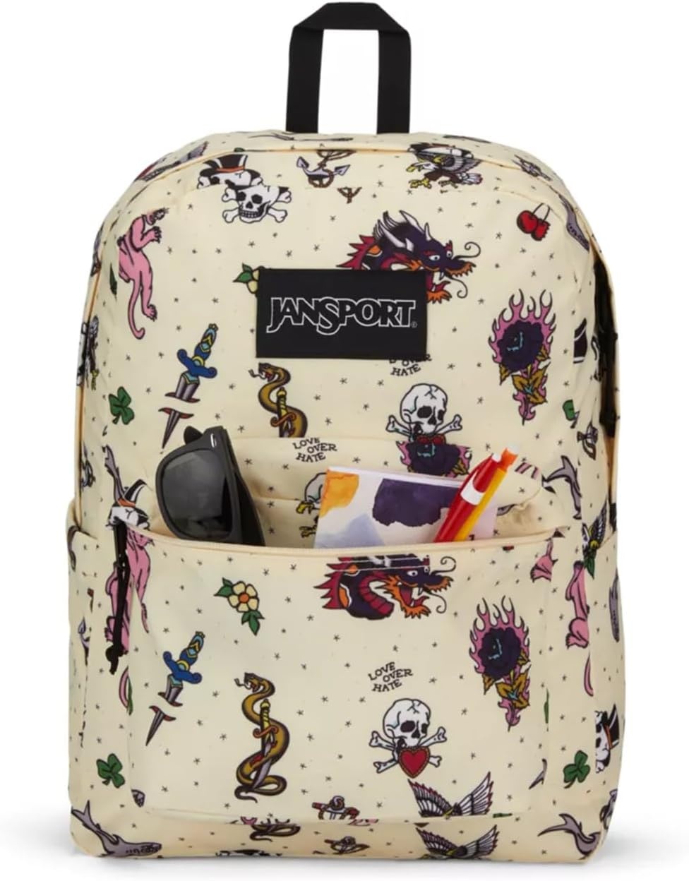 image:imageJanSport SuperBreak Plus Backpack with Padded 15inch Laptop Sleeve and Integrated Bottle Pocket Spacious and Durable Daypack for Work and Travel Sunny Sketches BlueTraditional Tats