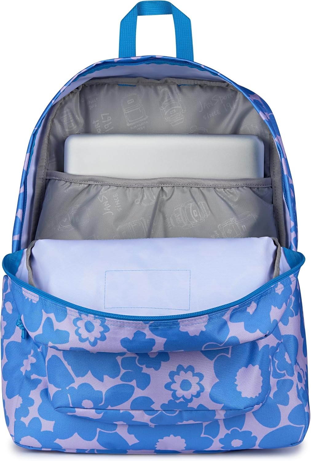 image:imageJanSport SuperBreak Plus Backpack with Padded 15inch Laptop Sleeve and Integrated Bottle Pocket Spacious and Durable Daypack for Work and Travel Sunny Sketches BlueBlossom Bae Blue