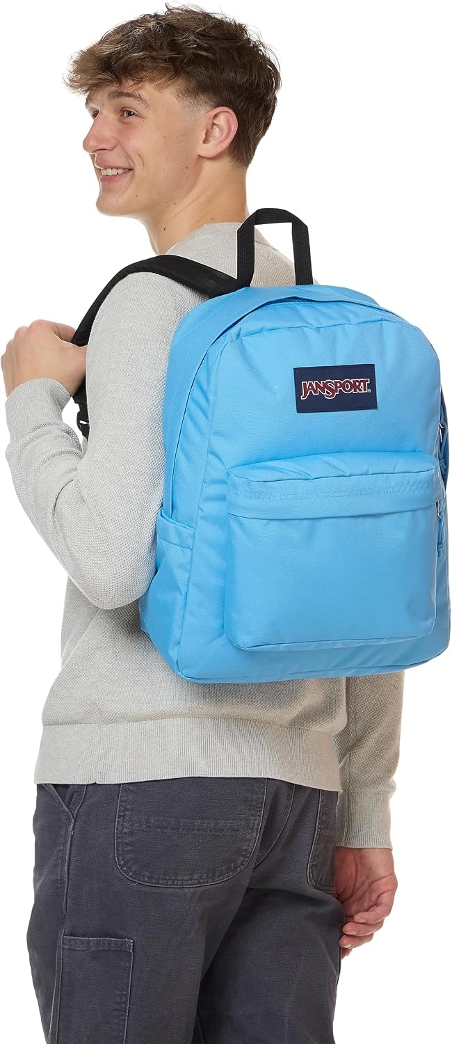 image:imageJanSport SuperBreak Plus Backpack with Padded 15inch Laptop Sleeve and Integrated Bottle Pocket Spacious and Durable Daypack for Work and Travel Sunny Sketches BlueElectric Azul