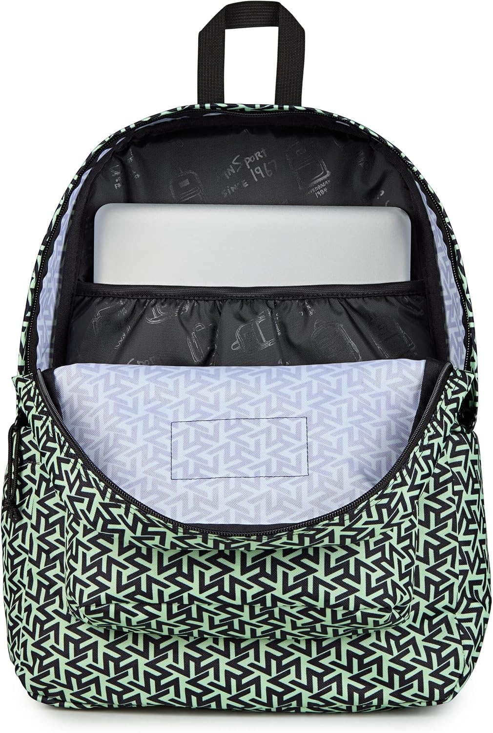 image:imageJanSport SuperBreak Plus Backpack with Padded 15inch Laptop Sleeve and Integrated Bottle Pocket Spacious and Durable Daypack for Work and Travel Sunny Sketches BlueTeam Colors BrattyBlackBlack