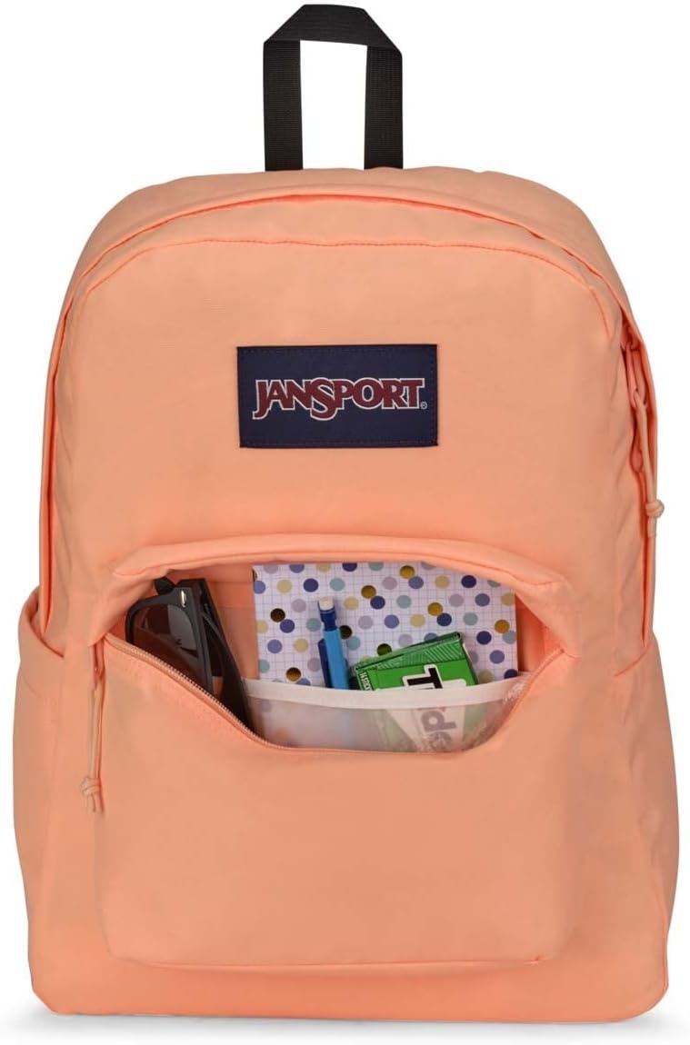 image:imageJanSport SuperBreak Plus Backpack with Padded 15inch Laptop Sleeve and Integrated Bottle Pocket Spacious and Durable Daypack for Work and Travel Sunny Sketches BluePeach Neon