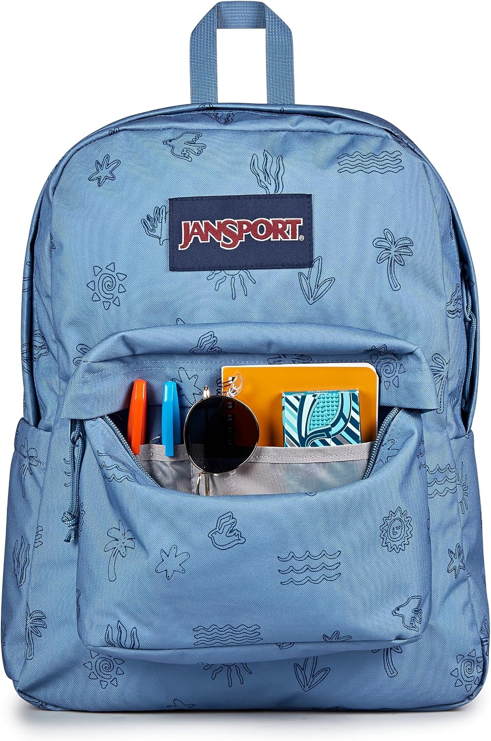 image:imageJanSport SuperBreak Plus Backpack with Padded 15inch Laptop Sleeve and Integrated Bottle Pocket Spacious and Durable Daypack for Work and Travel Sunny Sketches BlueSunny Sketches Blue