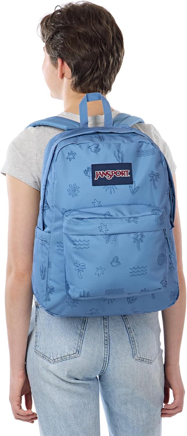 image:imageJanSport SuperBreak Plus Backpack with Padded 15inch Laptop Sleeve and Integrated Bottle Pocket Spacious and Durable Daypack for Work and Travel Sunny Sketches BlueSunny Sketches Blue